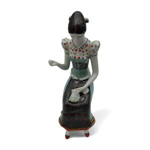 HOLLOHAZA Dressmaker Seamstress Figurine Hungary Vintage 9.5" Tall